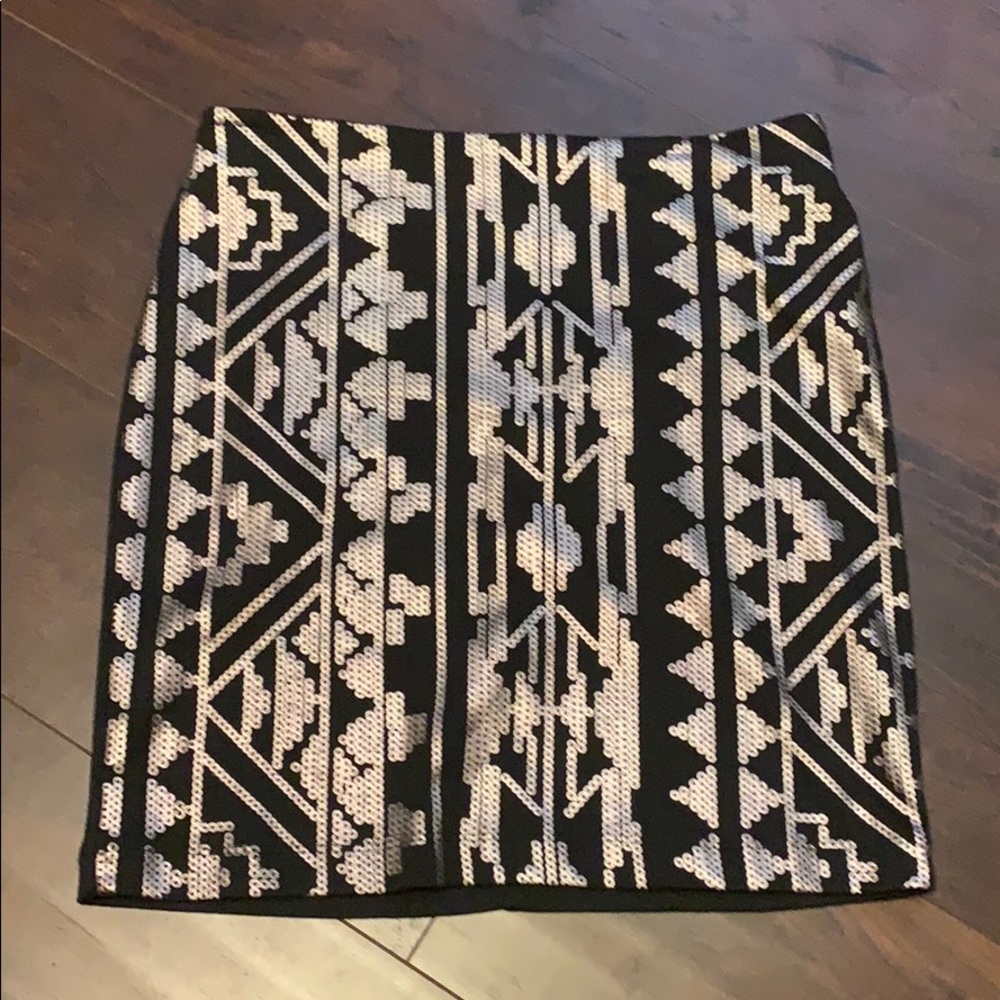 Black skirt with metallic sequins